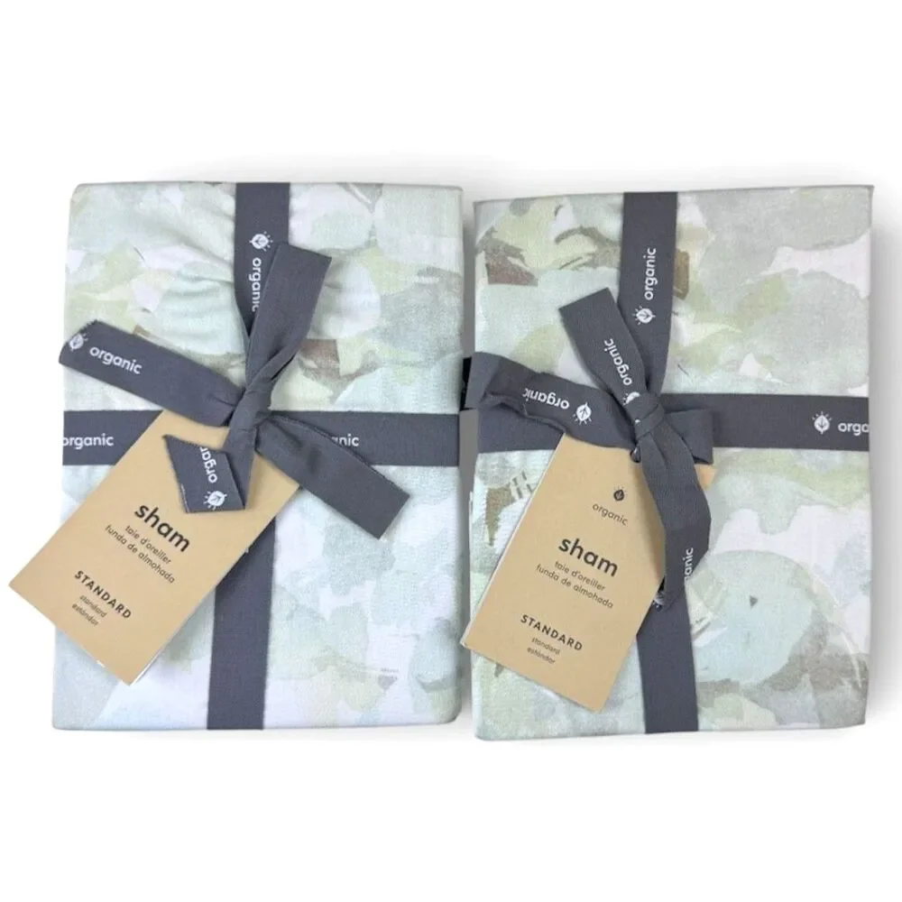 West Elm Sateen Canopy Organic Cotton Abstract Print Standard Sham Storm Blue